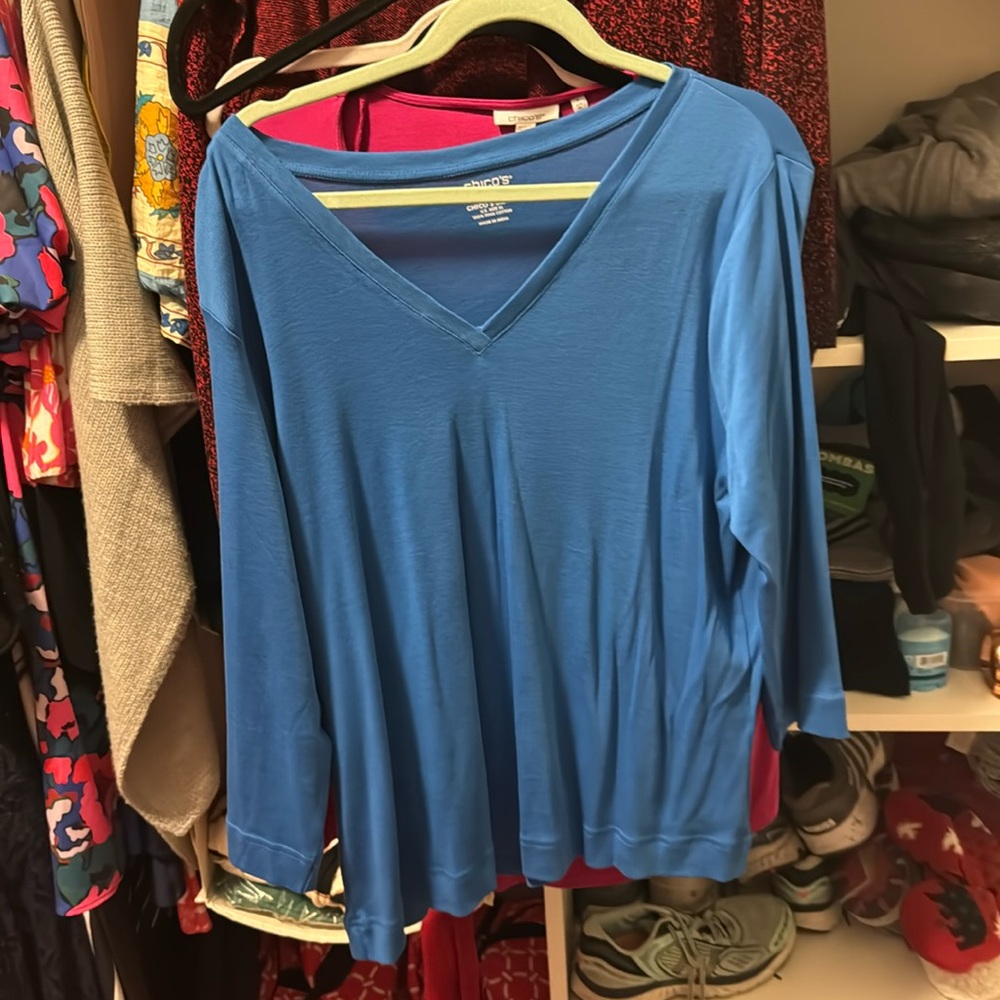 Long sleeve bright blue t shirt